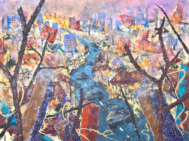 Fog of War - Acrylics on canvas by Tony A. Blue